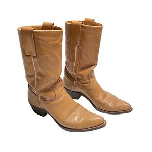 Vintage 1940's Frye de Luxe Western Cowboy Boots Tan Brown Size 5.5